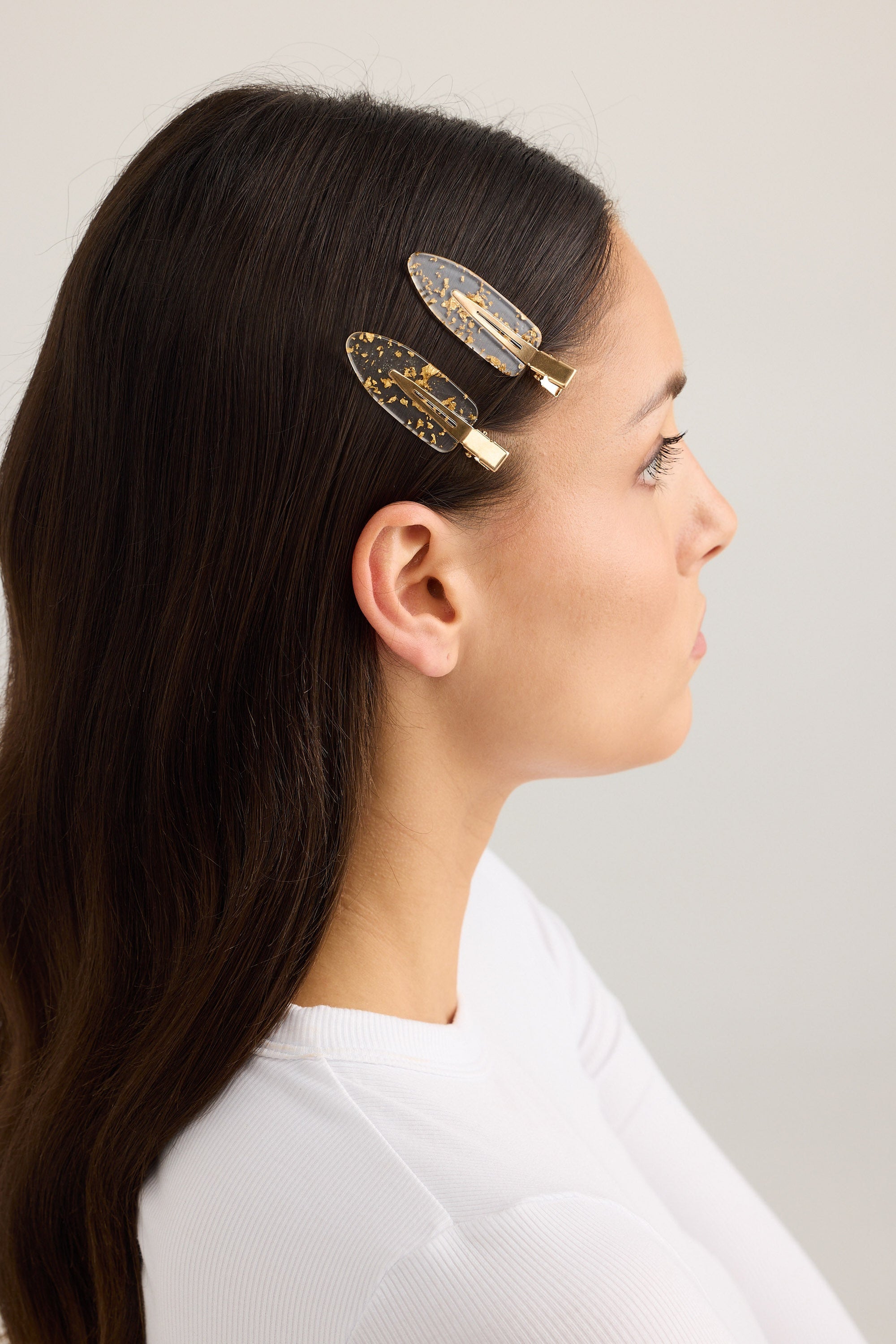 Nikita Hair Clip Set Of 2 - Gold Fleck