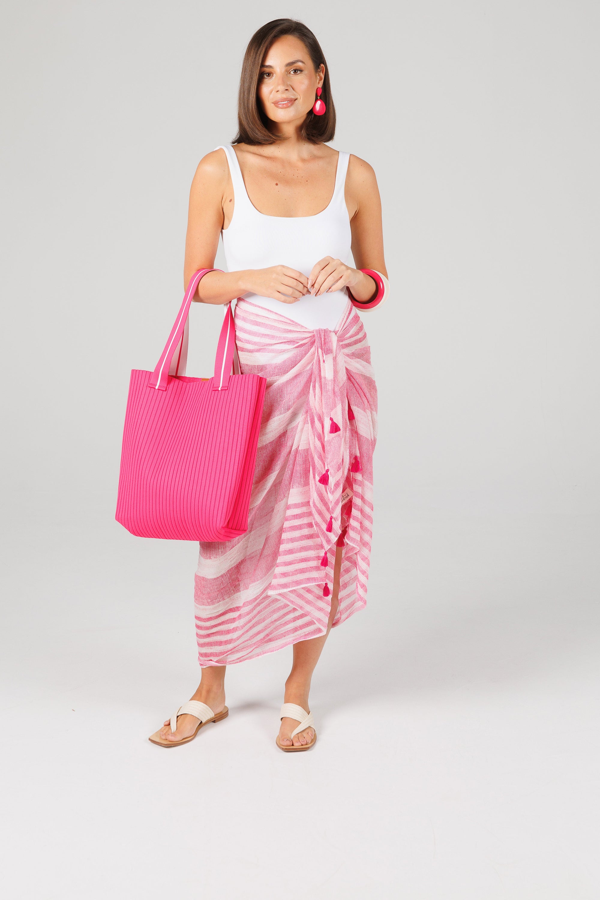 Carson Tote - Pink W White