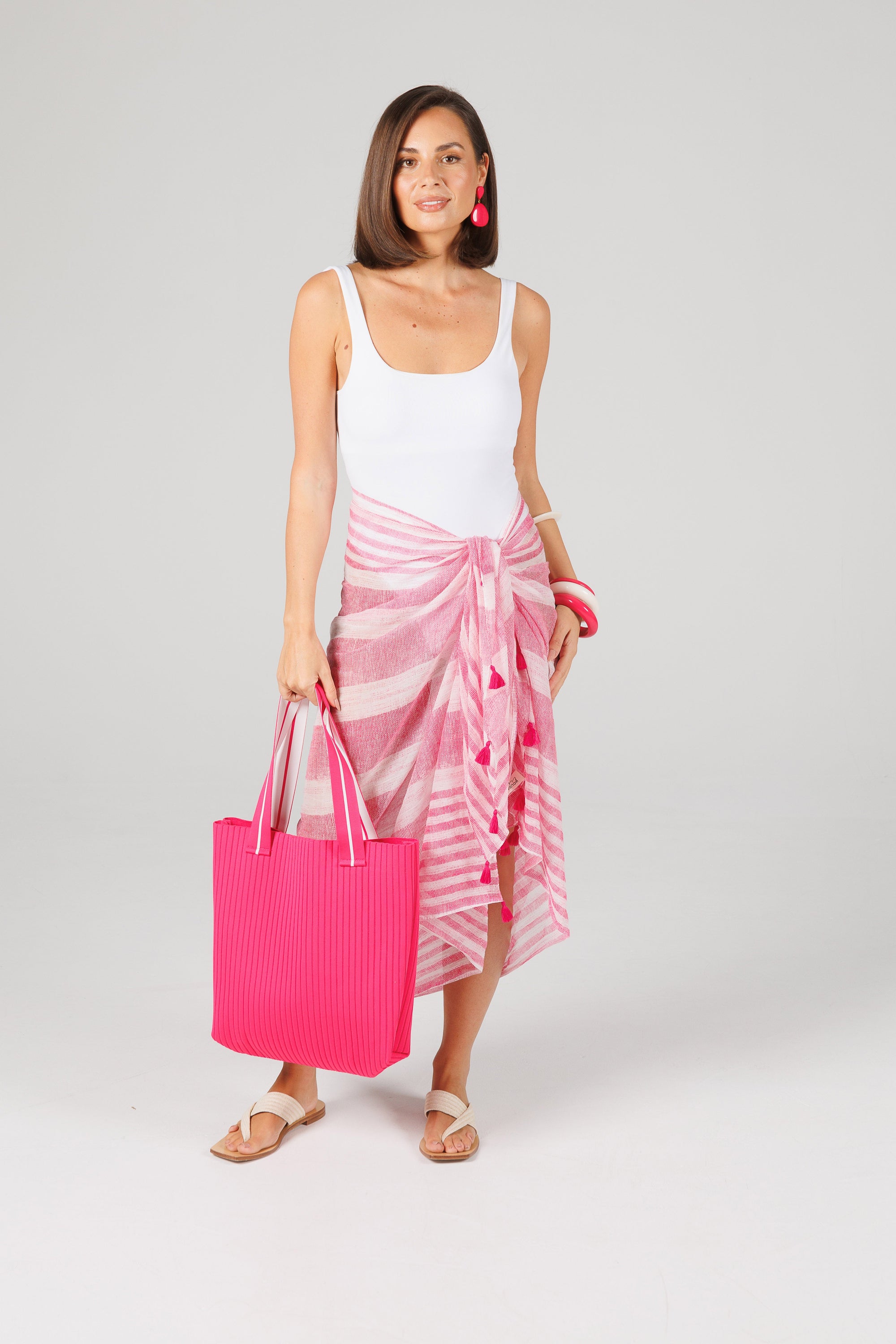 Carson Tote - Pink W White