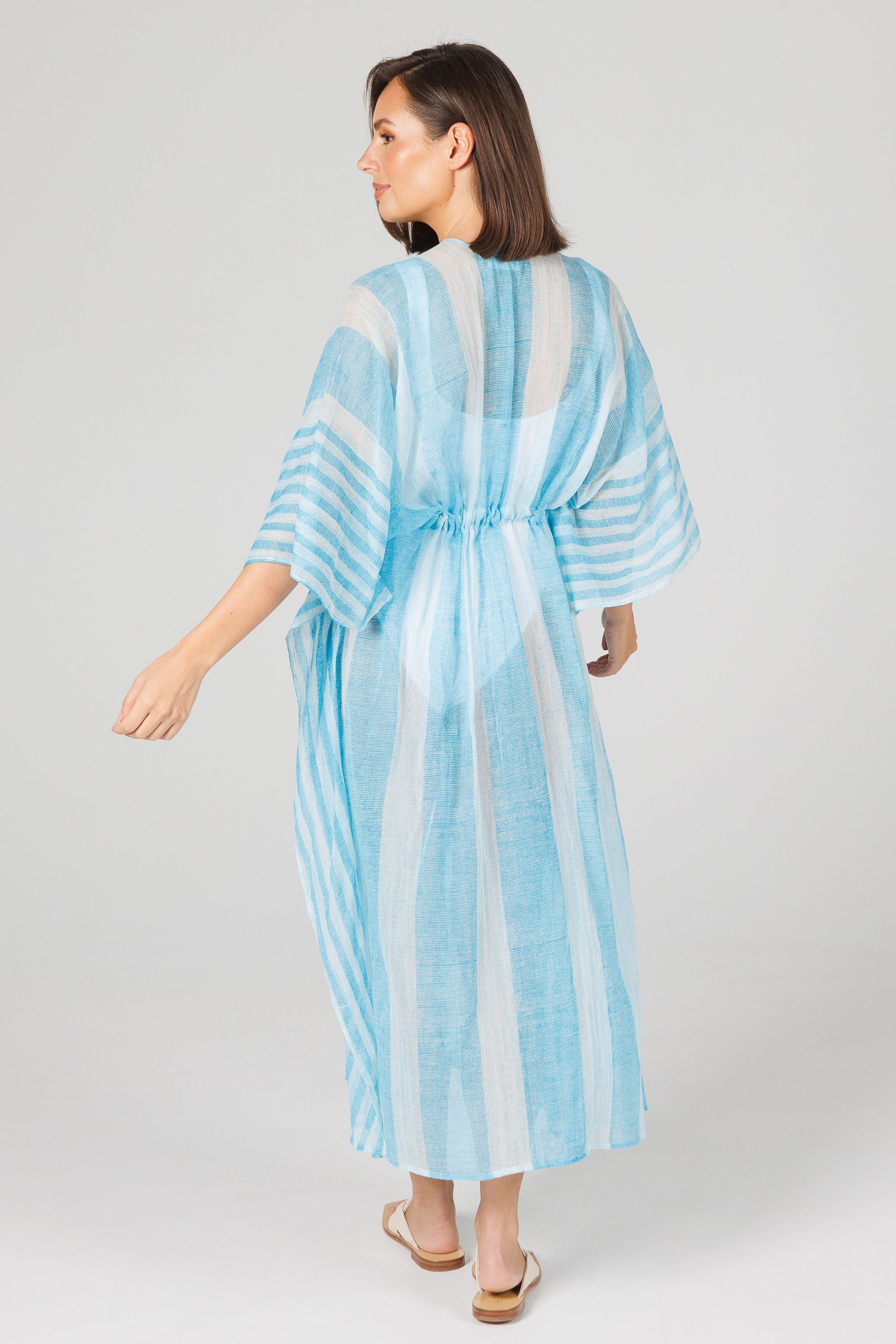 Asta Long Kaftan - Aqua Stripe