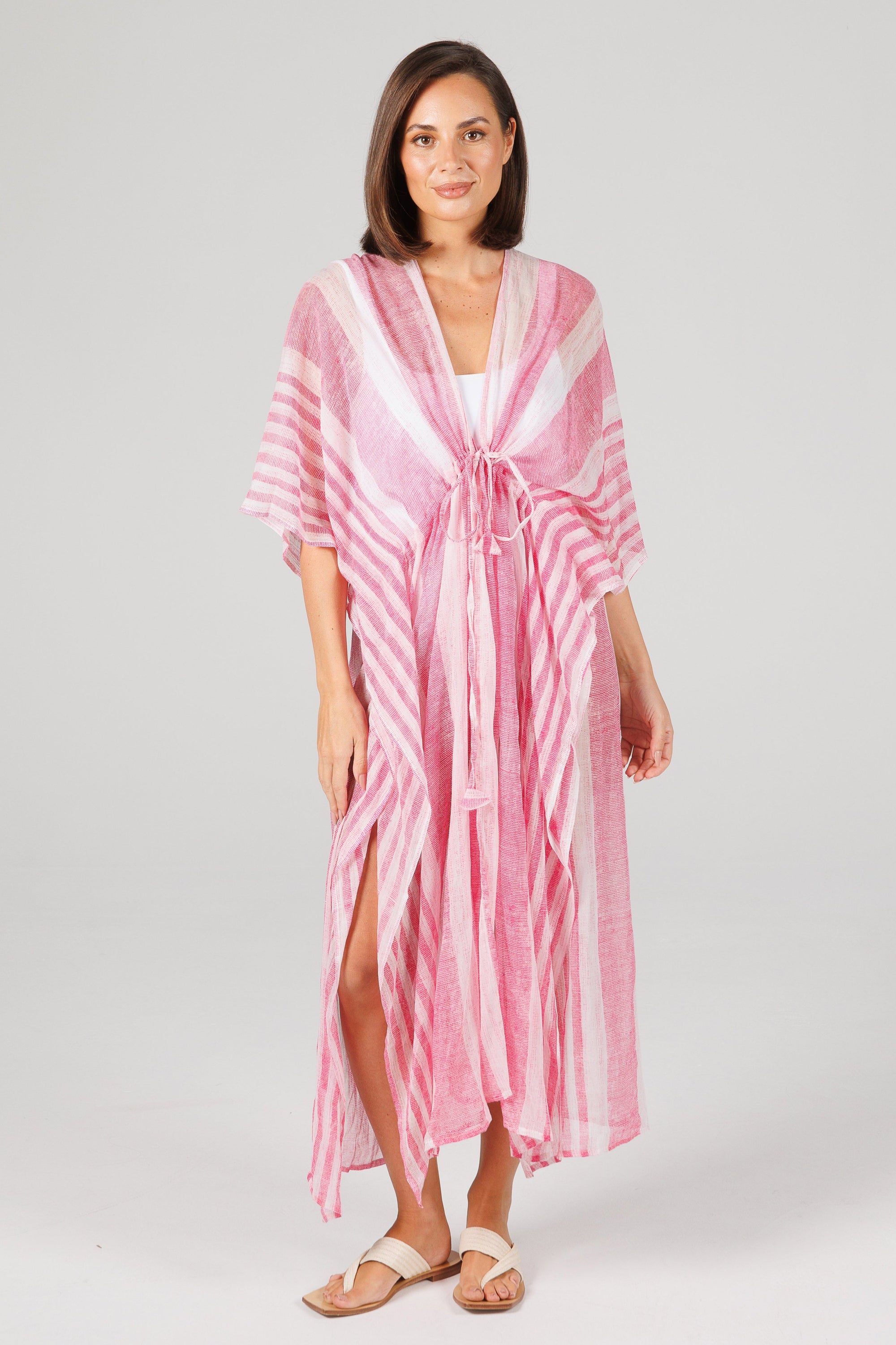 Asta Long Kaftan - Pink Stripe