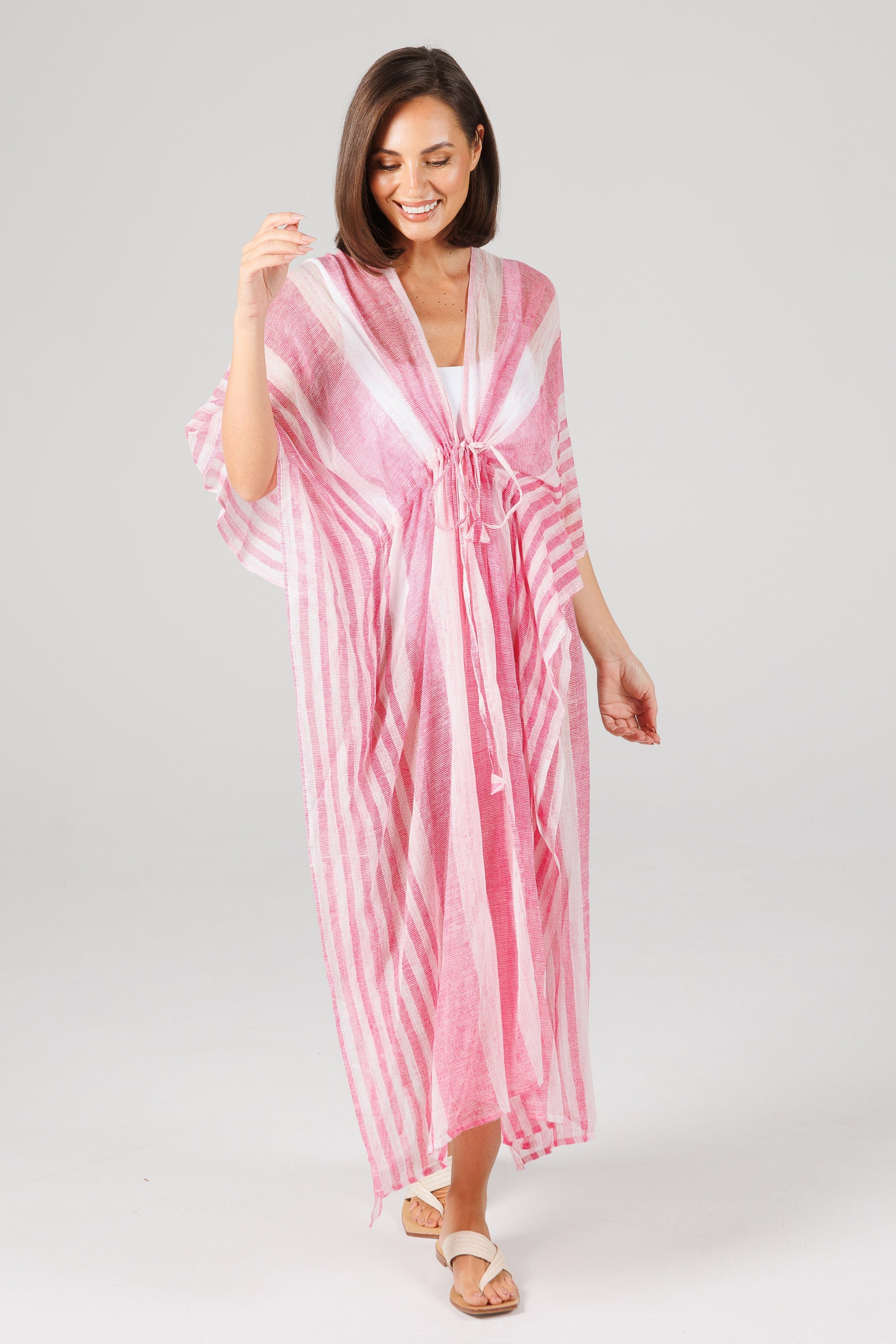 Asta Long Kaftan - Pink Stripe