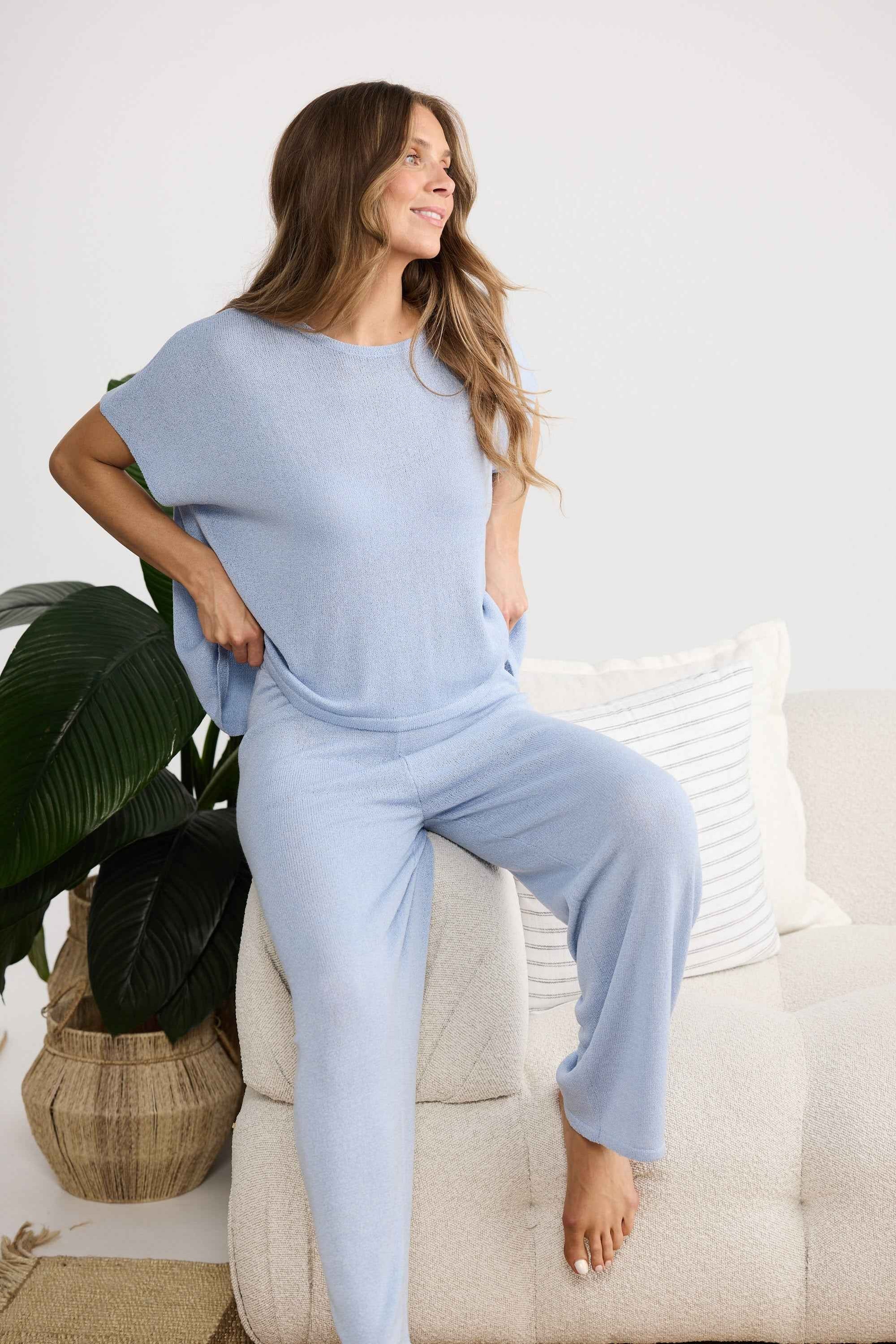 Ruthie Knit Pant - Powder Blue