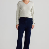 Model wearing Tilda Pant in navy.