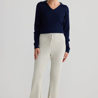 Tilda Pant in oat, showing relaxed leg shape.