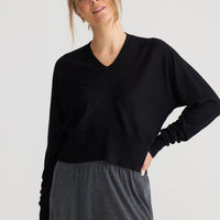 Stillness Knit in black, showing knit texture.