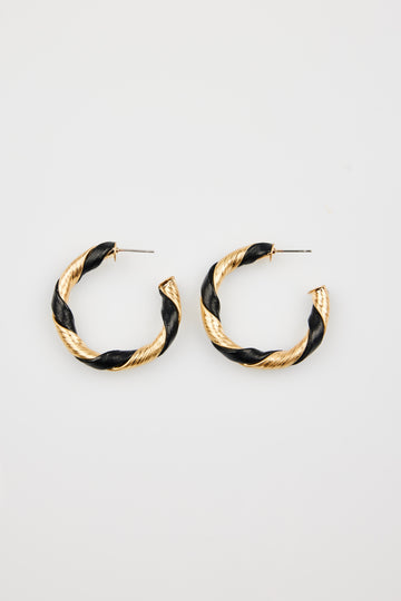 Swirley Earrings - Gold + Black