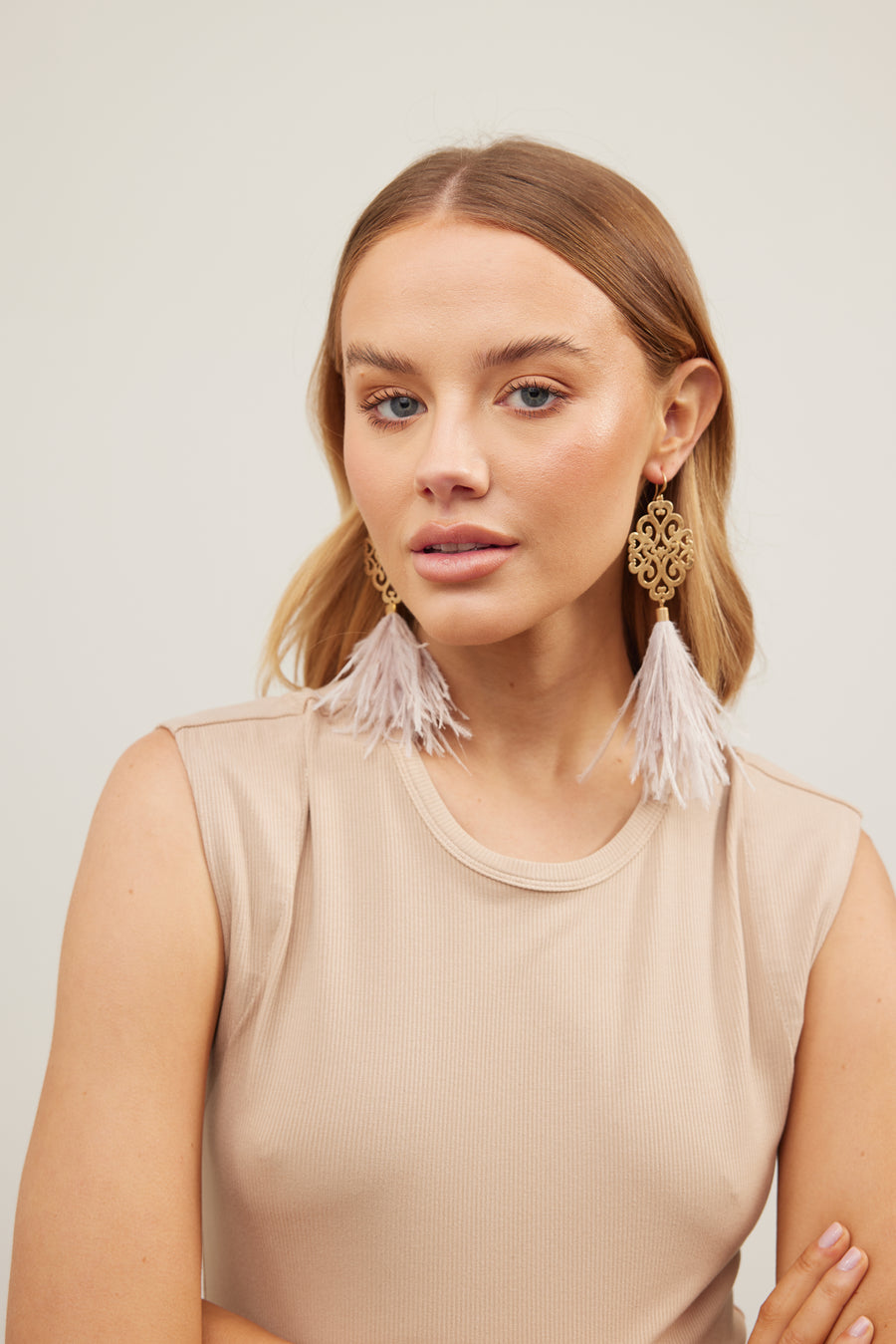 Savoy Earrings - Taupe