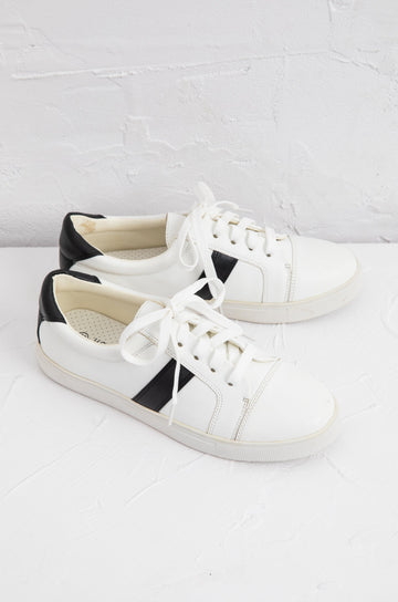 Zora Stripe Sneaker - White + Black